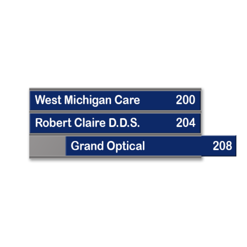 Triple name plate holder for offices, suites, lobbies and more. Changeable and versatile. Durable and long-lasting. NapNameplates.com