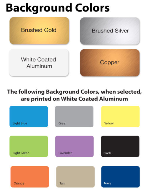 Background color options for office name plates - NapNameplates.com