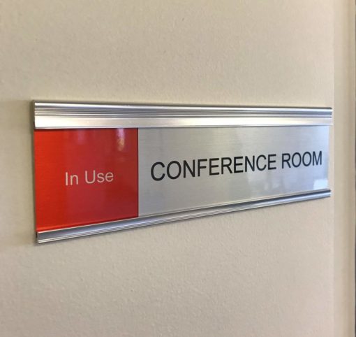 Modern Conference Room Slider Nameplates - NapNameplates.com