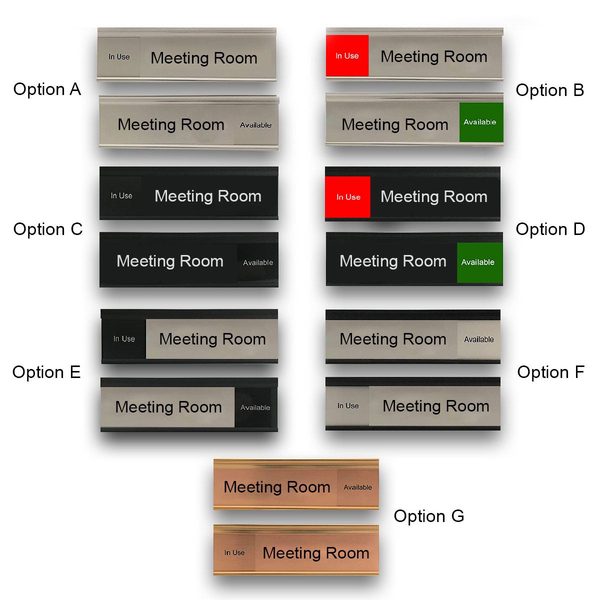 Modern Meeting Room Slider Signs NapNameplates