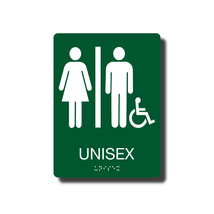 Ada Unisex Handicap Restroom Sign With Braille 22 Colors 6 X 8