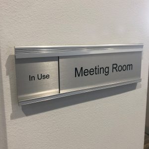 Slider Signs for Meeting Room Doors or Walls with Adhesive Backer, Many Colors - Nap Nameplates