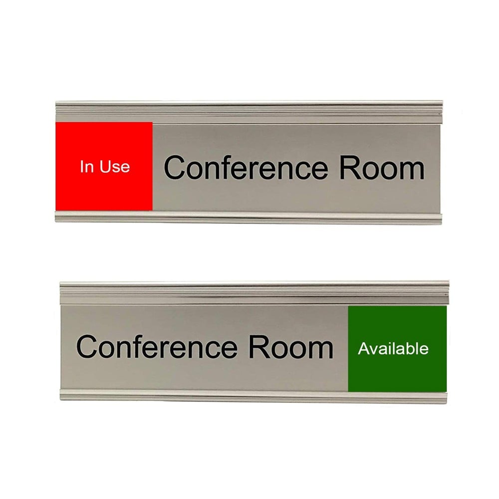 Slider Signs for Conference Rooms, Silver, Red & Green - NapNameplates