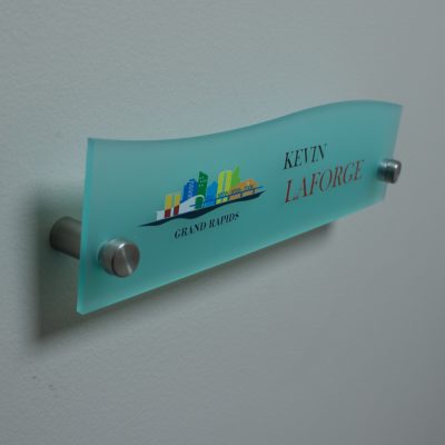 Full Color Printed Top Wave Designer Style Frosted Acrylic Name Plates for Walls - Nap Nameplates