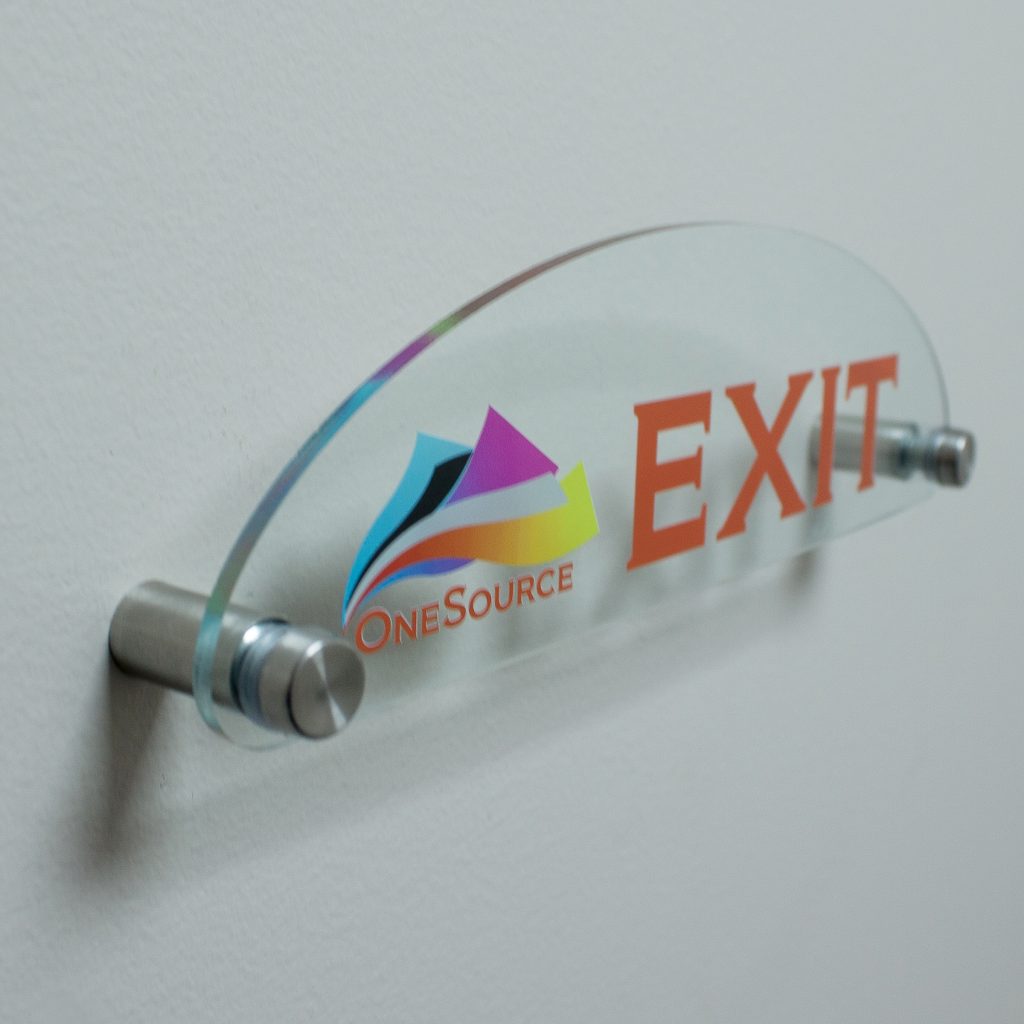 Unique Top Oval Style Clear Acrylic Name Plates for Walls Printed in Full Color- Nap Nameplates