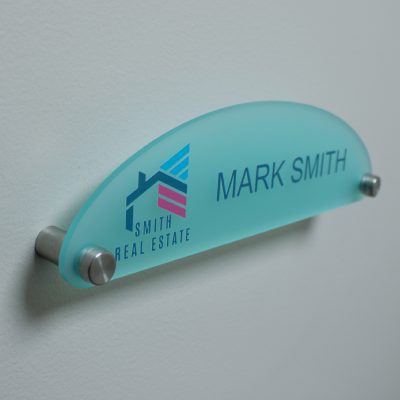 Half Oval Shaped Frosted Acrylic Name Plates for Walls Full Color Printed- Nap Nameplates