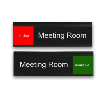 Meeting Room Slider Signs, Silver with Black Border - Nap Nameplates
