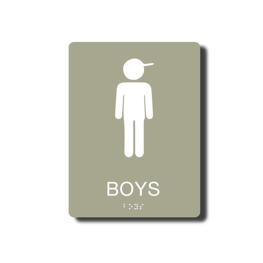 ADA Boys Restroom Sign with Braille - 22 Colors - 6 x 8 - NapNameplates