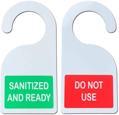 sanitized hanging door signs