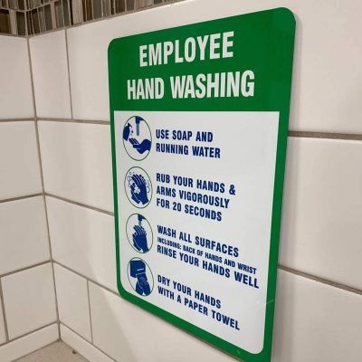 employee hand washing sign