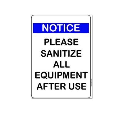 sanitize equipment sign