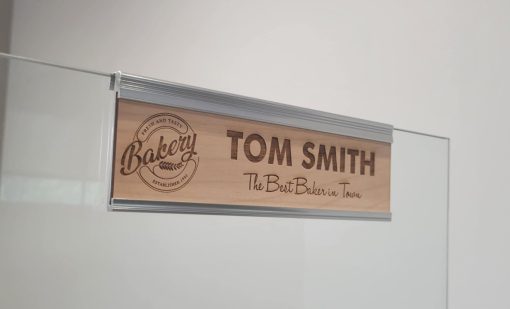 8" x 2" Office Name Plate Signs - Laser Engraved Alder Wood - Image 3