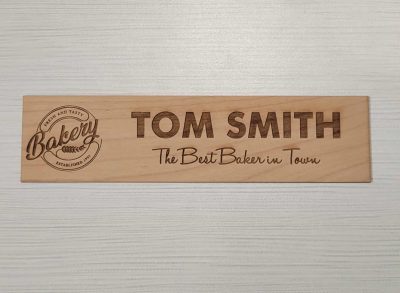 10" x 2" Office Name Plate Signs - Laser Engraved Alder Wood