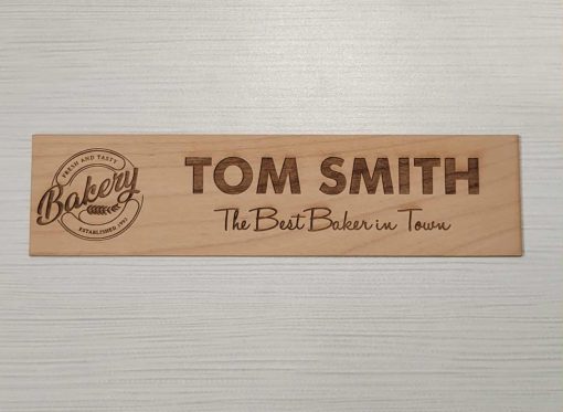 8" x 2" Office Name Plate Signs - Laser Engraved Alder Wood