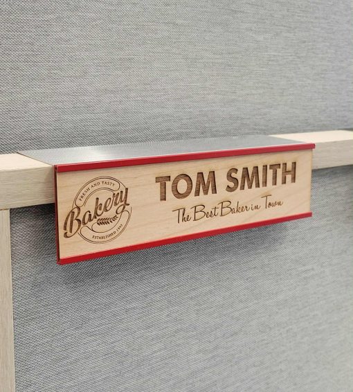 8" x 2" Office Name Plate Signs - Laser Engraved Alder Wood - Image 2