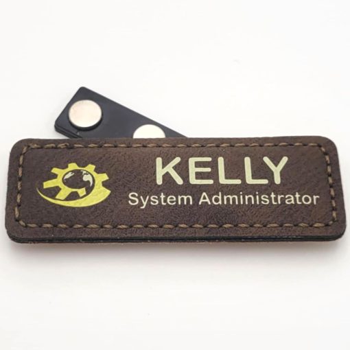 3" x 1" Leather Name Badge - UV Printed - Image 5