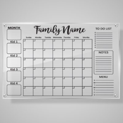 24" x 18" Family Name & Kid Acrylic Calendar Sign