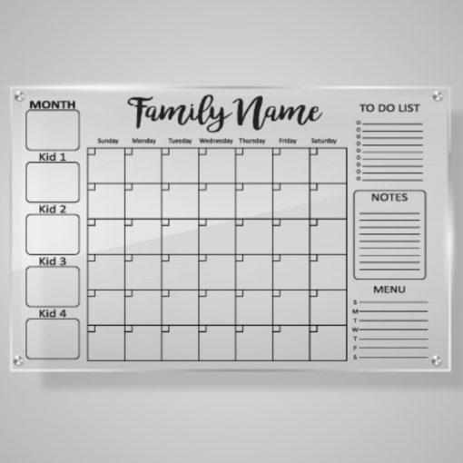 24" x 18" Family Name & Kid Acrylic Calendar Sign