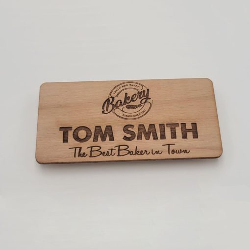 3" x 1.5" Engraved Alderwood Name Badges